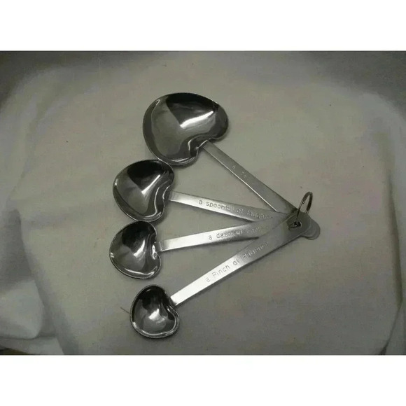 Measuring spoons Kate Aspen heart Shape bridal chef kitchenware Metal - Picture 2 of 3
